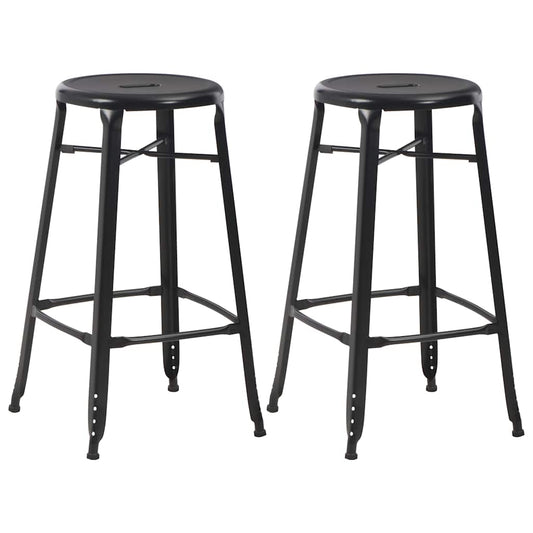 vidaXL Bar Stools 2 pcs Black Steel - 42 x 42 x 71 cm