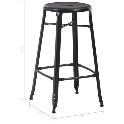 vidaXL Bar Stools 2 pcs Black Steel - 42 x 42 x 71 cm