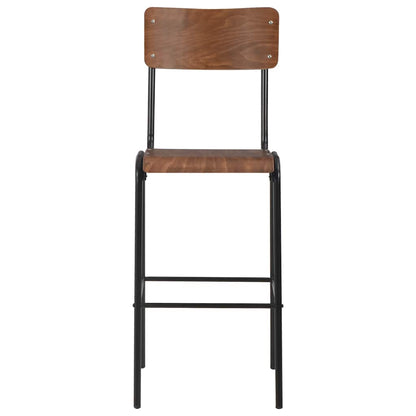 vidaXL Bar Stools 2 pcs Brown Solid Plywood Steel - 41.5 x 59 x 116.5 cm
