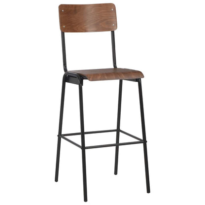 vidaXL Bar Stools 2 pcs Brown Solid Plywood Steel - 41.5 x 59 x 116.5 cm