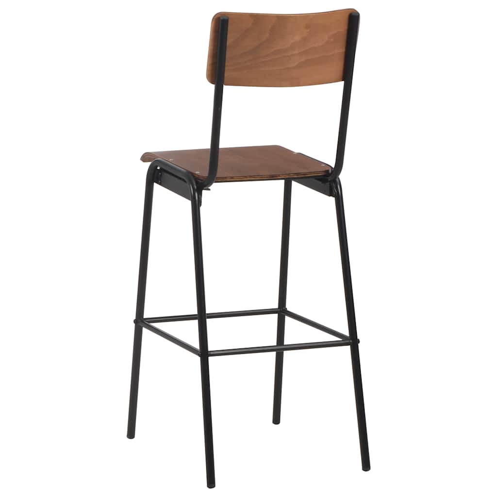vidaXL Bar Stools 2 pcs Brown Solid Plywood Steel - 41.5 x 59 x 116.5 cm