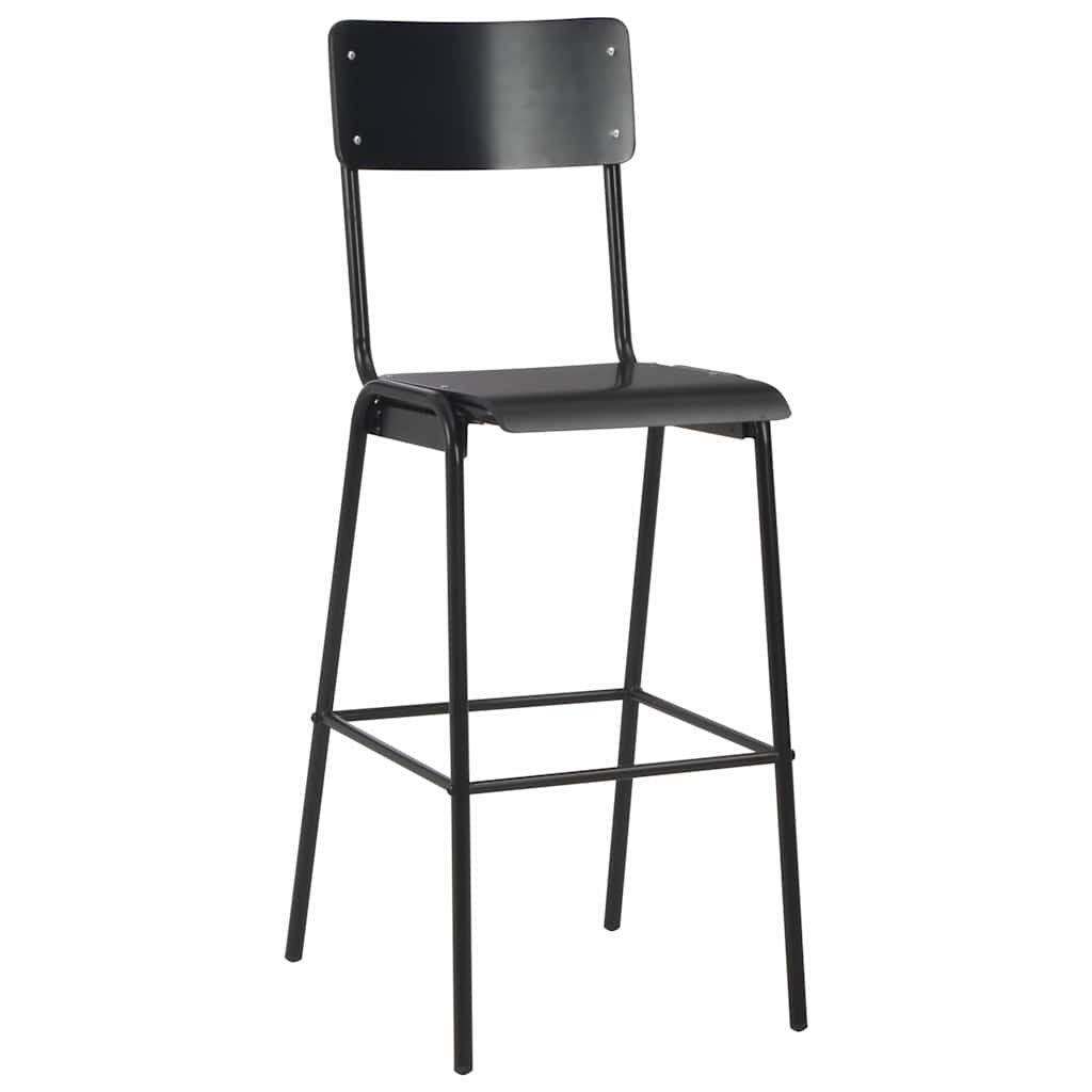 vidaXL Bar Stools 2 pcs Black Solid Plywood Steel - 41.5 x 59 x 116.5 cm