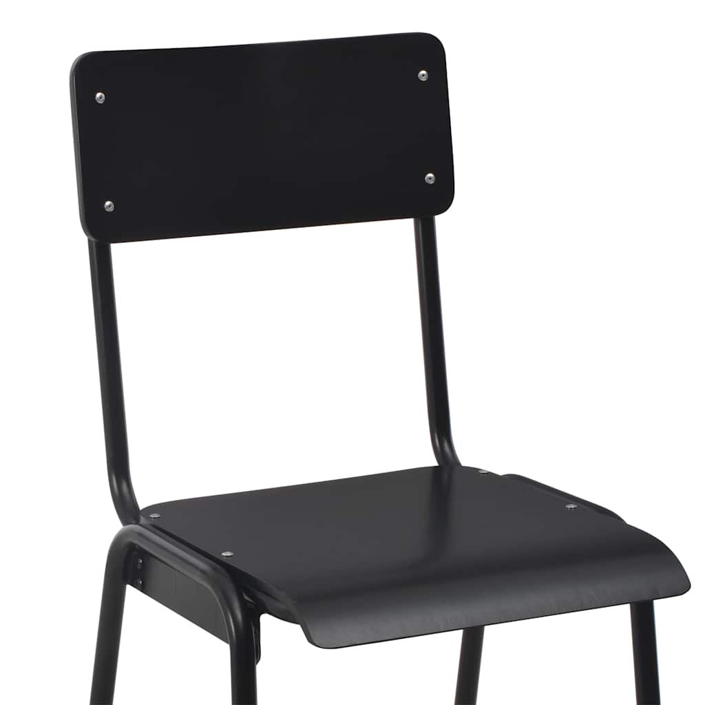 vidaXL Bar Stools 2 pcs Black Solid Plywood Steel - 41.5 x 59 x 116.5 cm
