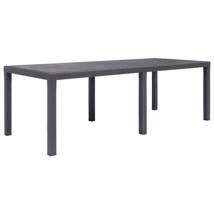 vidaXL Garden Table Brown 220x90x72 cm Plastic Rattan Look