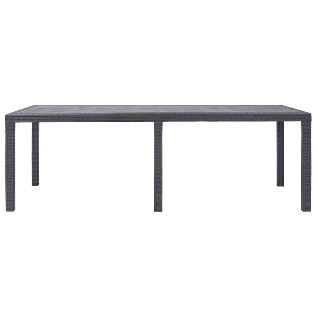 vidaXL Garden Table Brown 220x90x72 cm Plastic Rattan Look