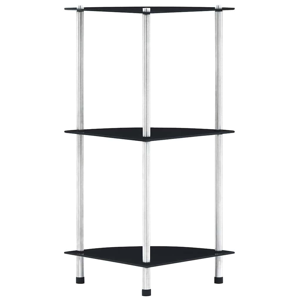 vidaXL 3-Tier Shelf Black 30x30x67 cm Tempered Glass