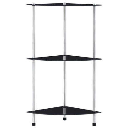 vidaXL 3-Tier Shelf Black 30x30x67 cm Tempered Glass