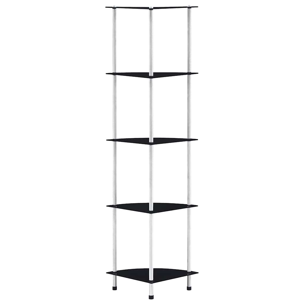 vidaXL 5-Tier Shelf Black 30x30x130 cm Tempered Glass