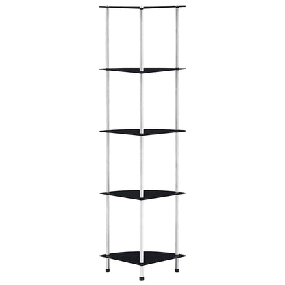 vidaXL 5-Tier Shelf Black 30x30x130 cm Tempered Glass