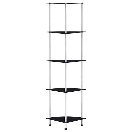 vidaXL 5-Tier Shelf Black 30x30x130 cm Tempered Glass