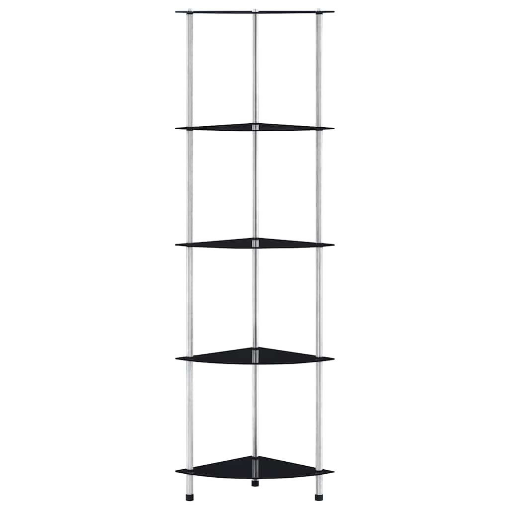 vidaXL 5-Tier Shelf Black 30x30x130 cm Tempered Glass