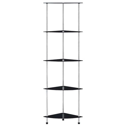 vidaXL 5-Tier Shelf Black 30x30x130 cm Tempered Glass