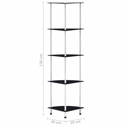 vidaXL 5-Tier Shelf Black 30x30x130 cm Tempered Glass