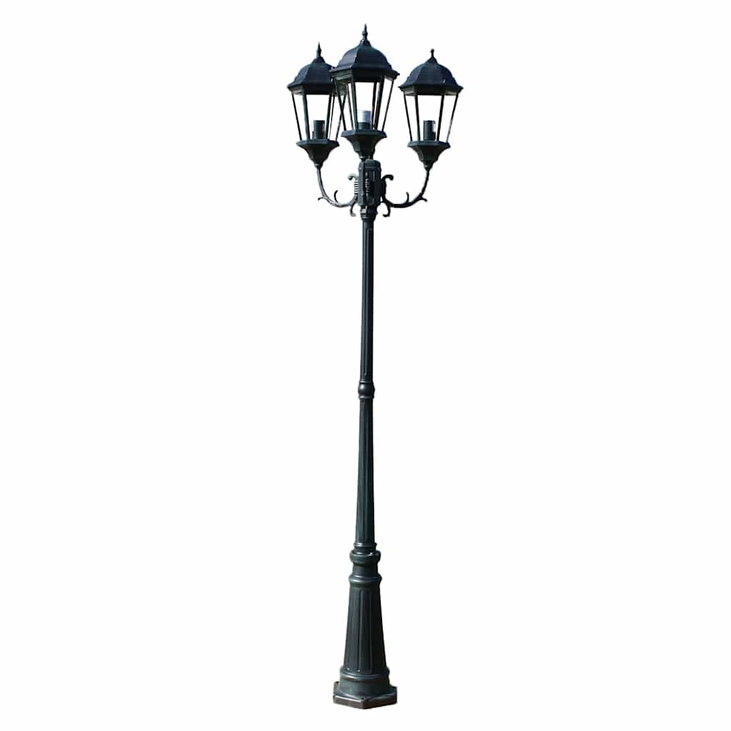 vidaXL Garden Light | Dark Green / Black | Aluminium and Glass | 230 cm tall