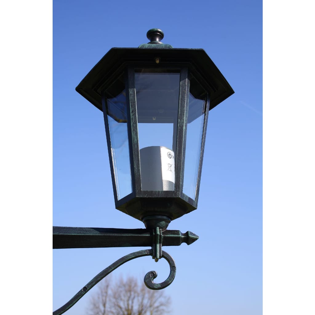 vidaXL Garden Light Post 2-arms 215 cm Dark Green/Black Aluminium