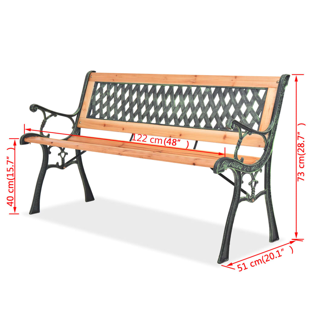 40262 vidaXL Garden Bench 122 cm Wood - Brown - 122 x 51 x 73 cm