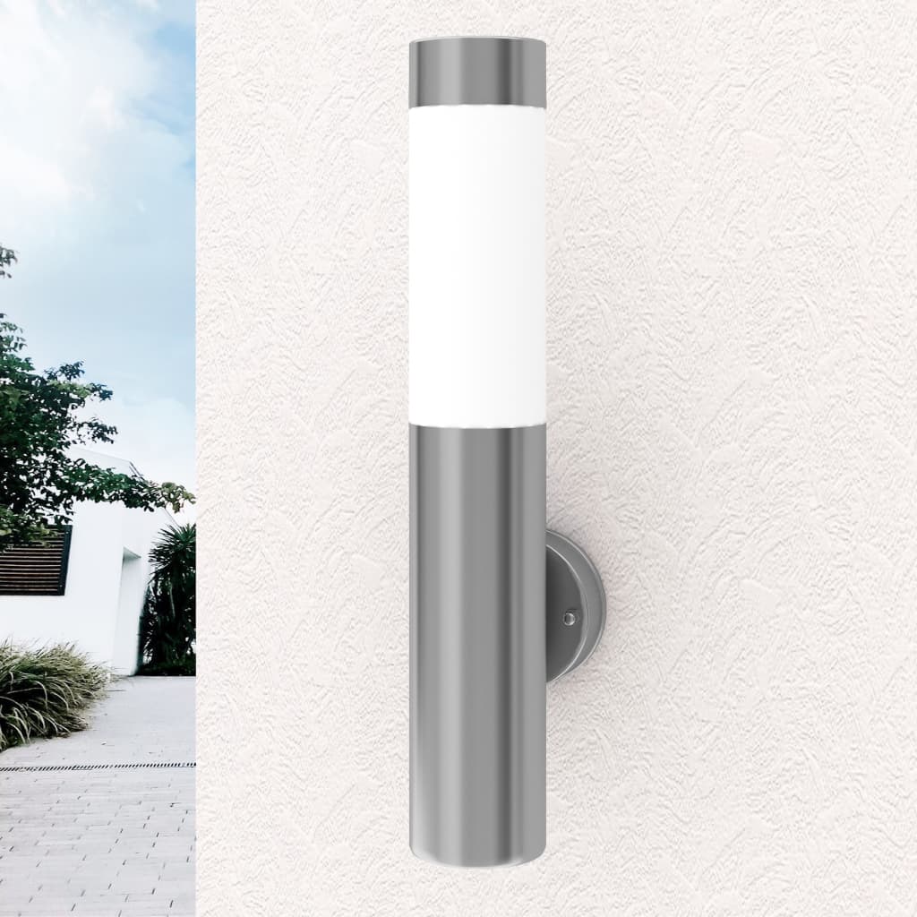 vidaXL RVS Walllamp for Indoor & Outdoors Waterproof - Silver