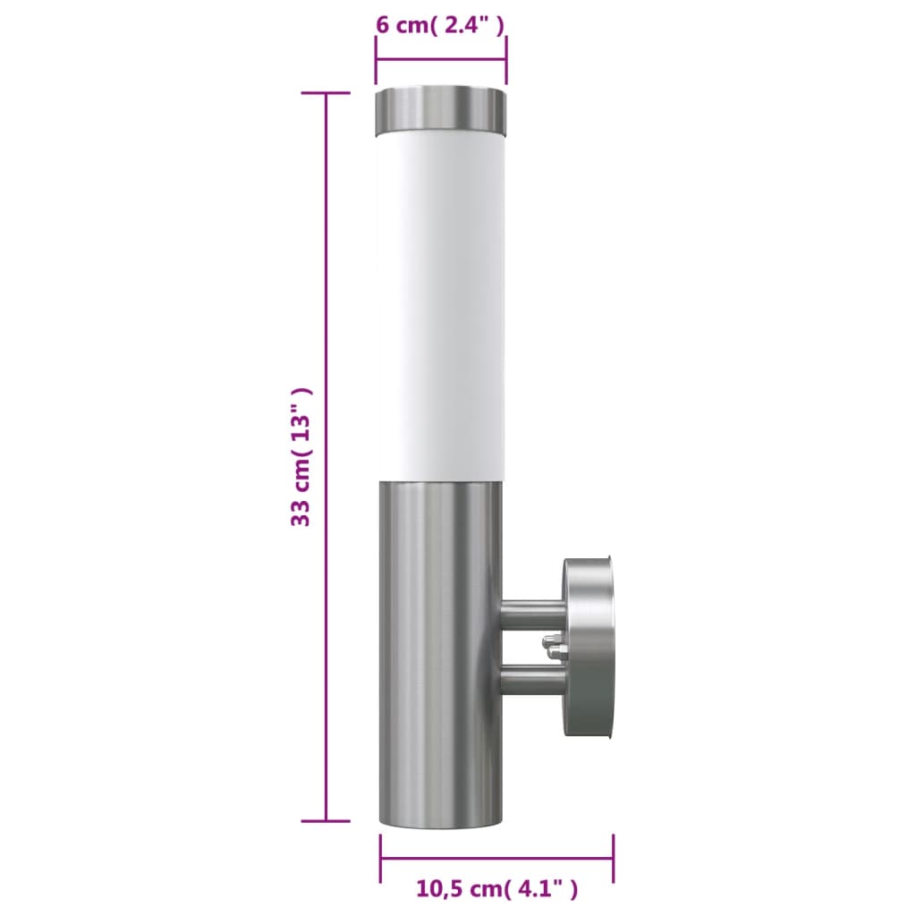 vidaXL RVS Walllamp for Indoor & Outdoors Waterproof - Silver