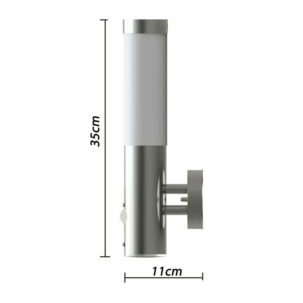 vidaXL Outdoor Wall Lamp with Motion Detector Stainless Steel - Silver