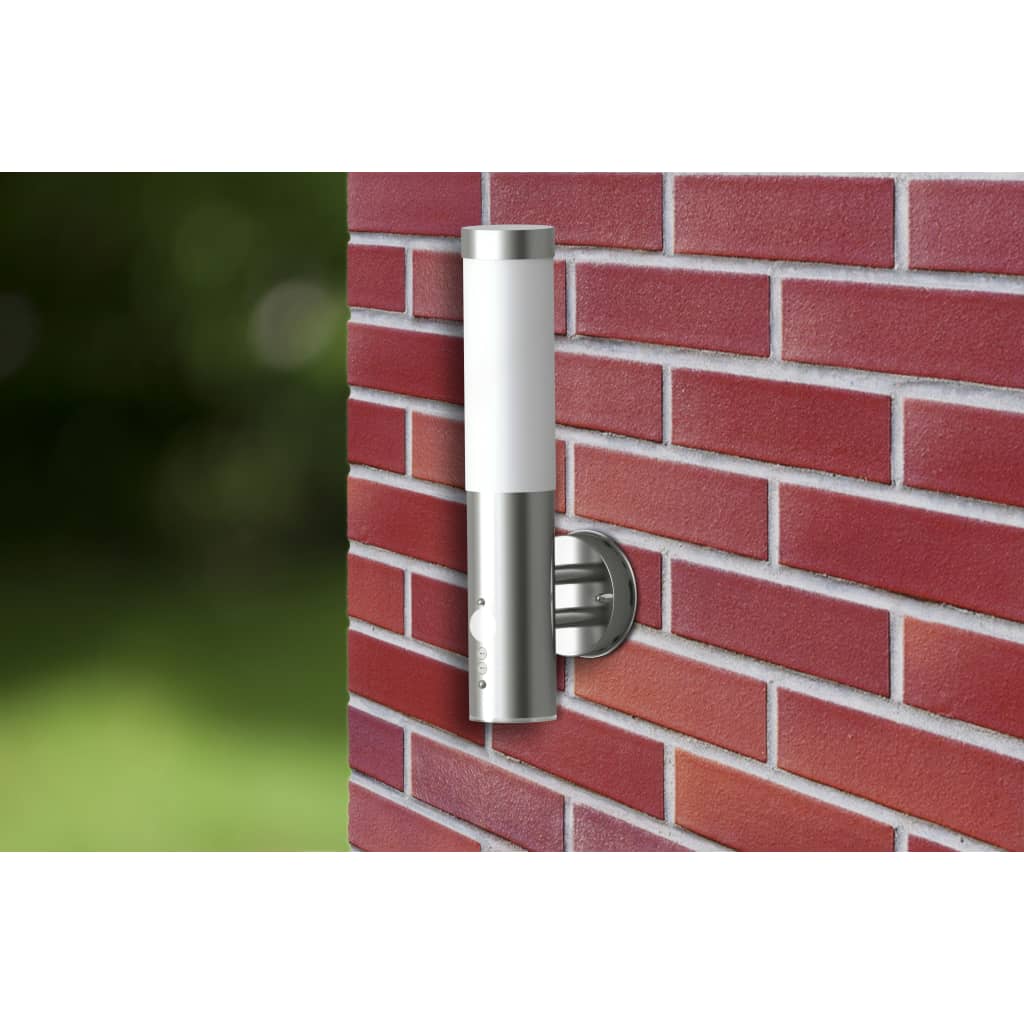 vidaXL Outdoor Wall Lamp with Motion Detector Stainless Steel - Silver