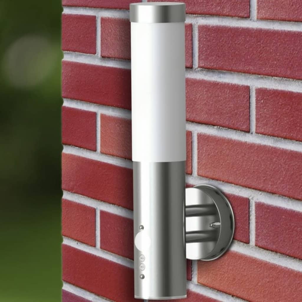 vidaXL Outdoor Wall Lamp with Motion Detector Stainless Steel - Silver