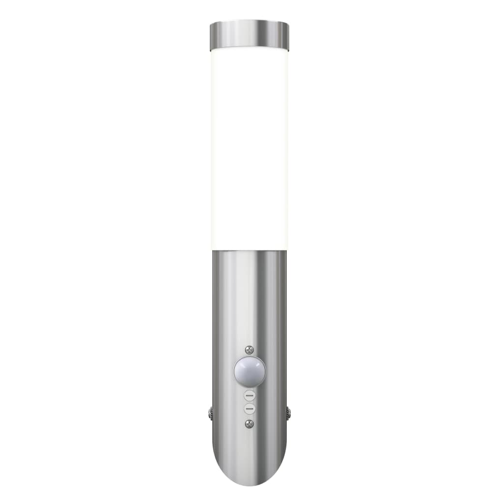 vidaXL RVS Gardenlamp Wall Lamp Waterproof with Motion Detector - Silver