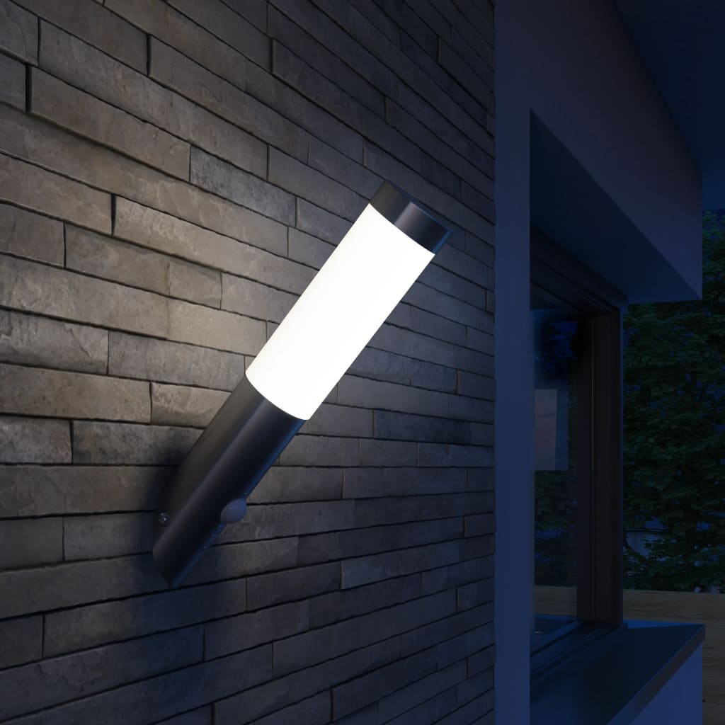 vidaXL RVS Gardenlamp Wall Lamp Waterproof with Motion Detector - Silver