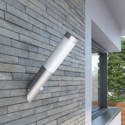 vidaXL RVS Gardenlamp Wall Lamp Waterproof with Motion Detector - Silver