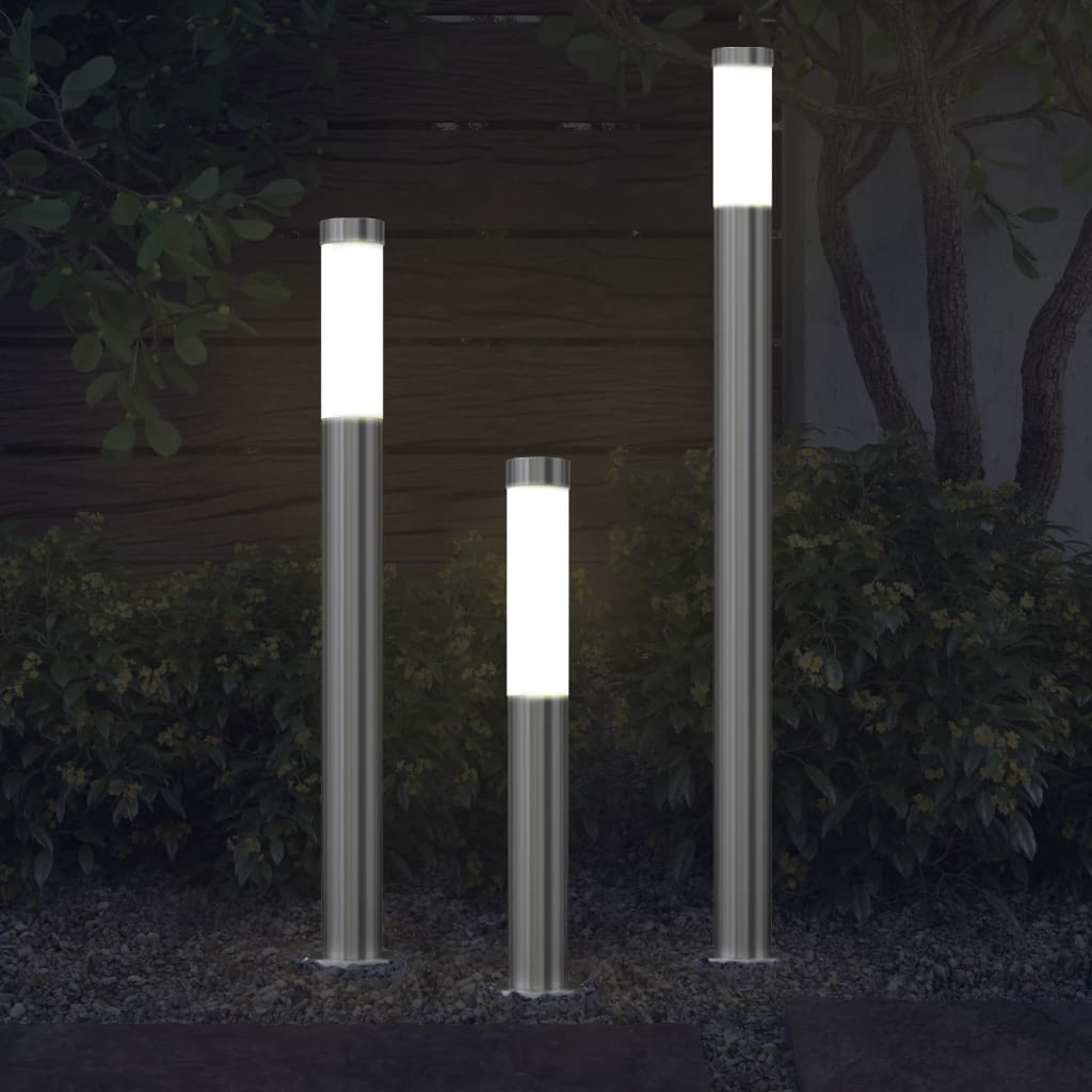 vidaXL Garden Lamp Set 3-piece Waterproof Stainless Steel - Silver