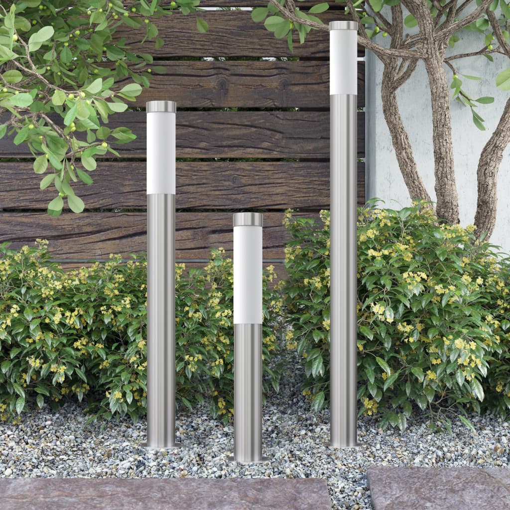 vidaXL Garden Lamp Set 3-piece Waterproof Stainless Steel - Silver