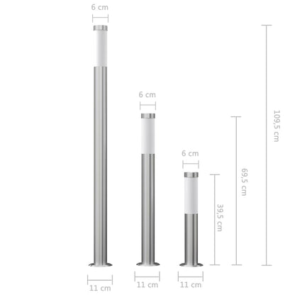 vidaXL Garden Lamp Set 3-piece Waterproof Stainless Steel - Silver