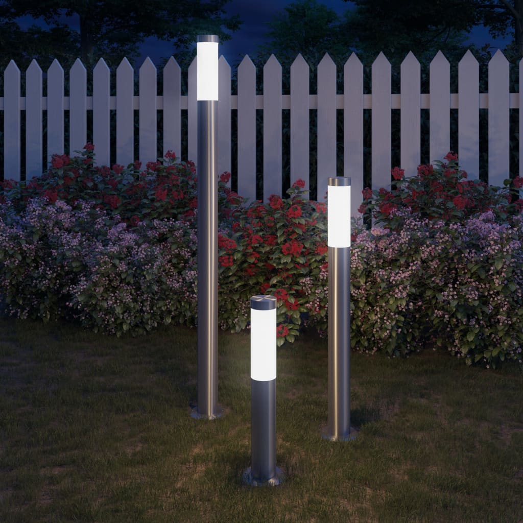 vidaXL Garden Lamp Set 3-piece Waterproof Stainless Steel - Silver