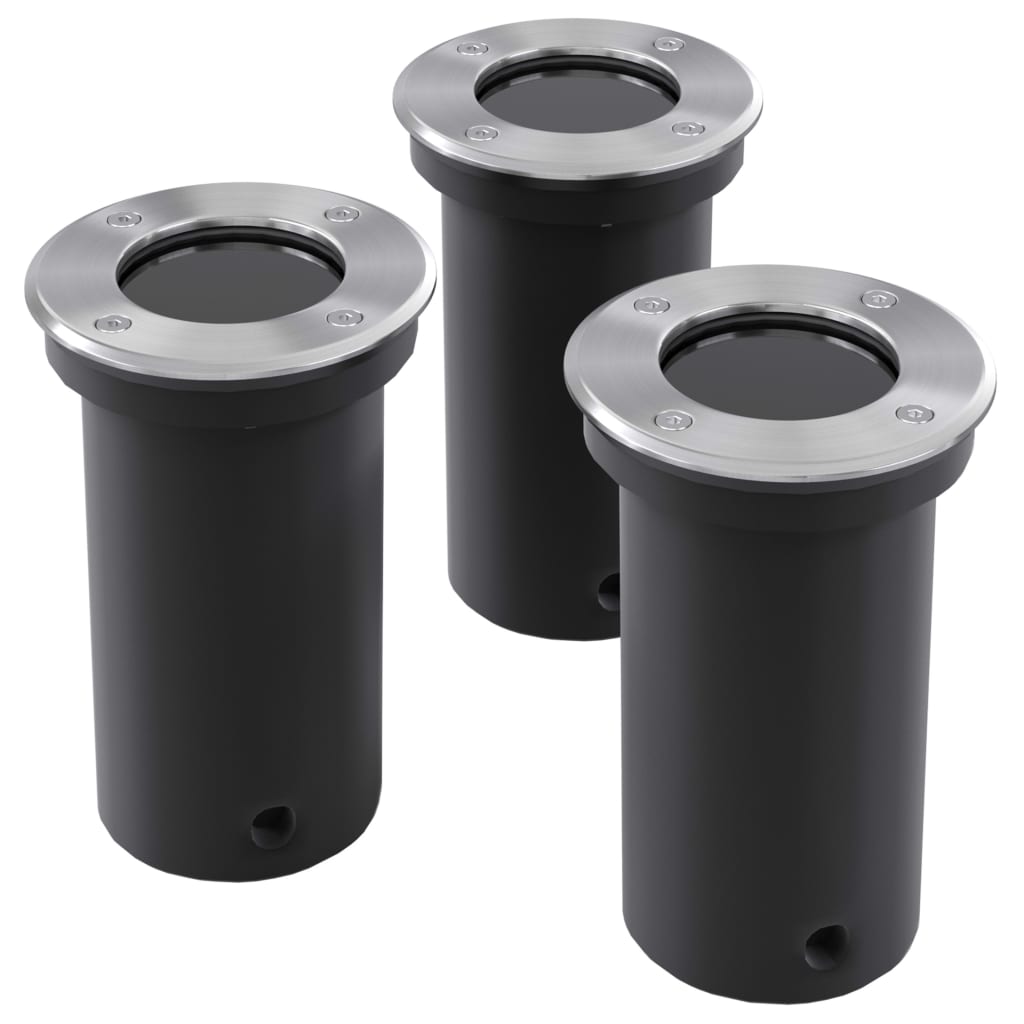 vidaXL Outdoor Ground Lights 3 pcs Round - Silver