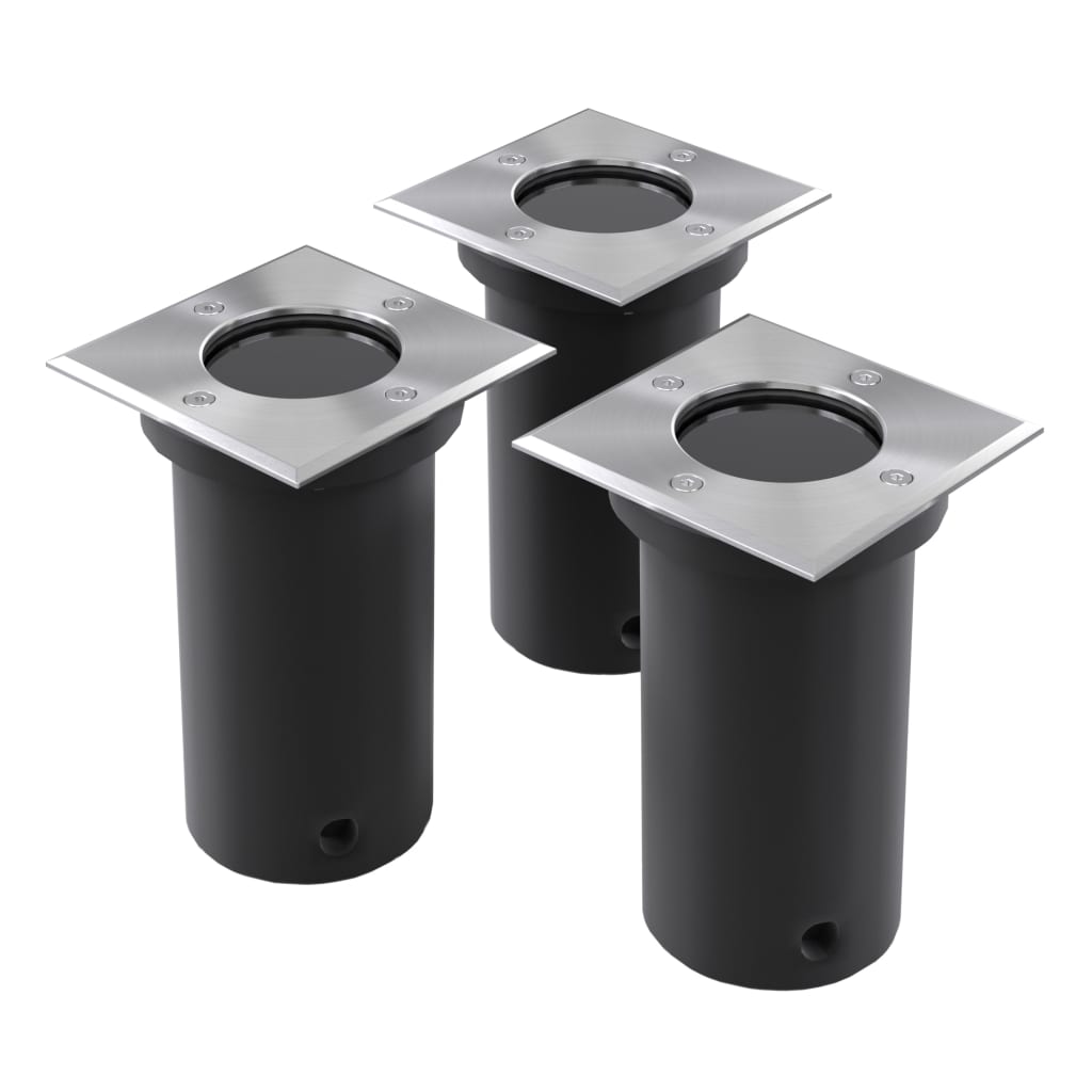 vidaXL Outdoor Ground Lights 3 pcs Square - Black