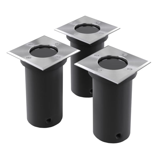 vidaXL Outdoor Ground Lights 3 pcs Square - Black