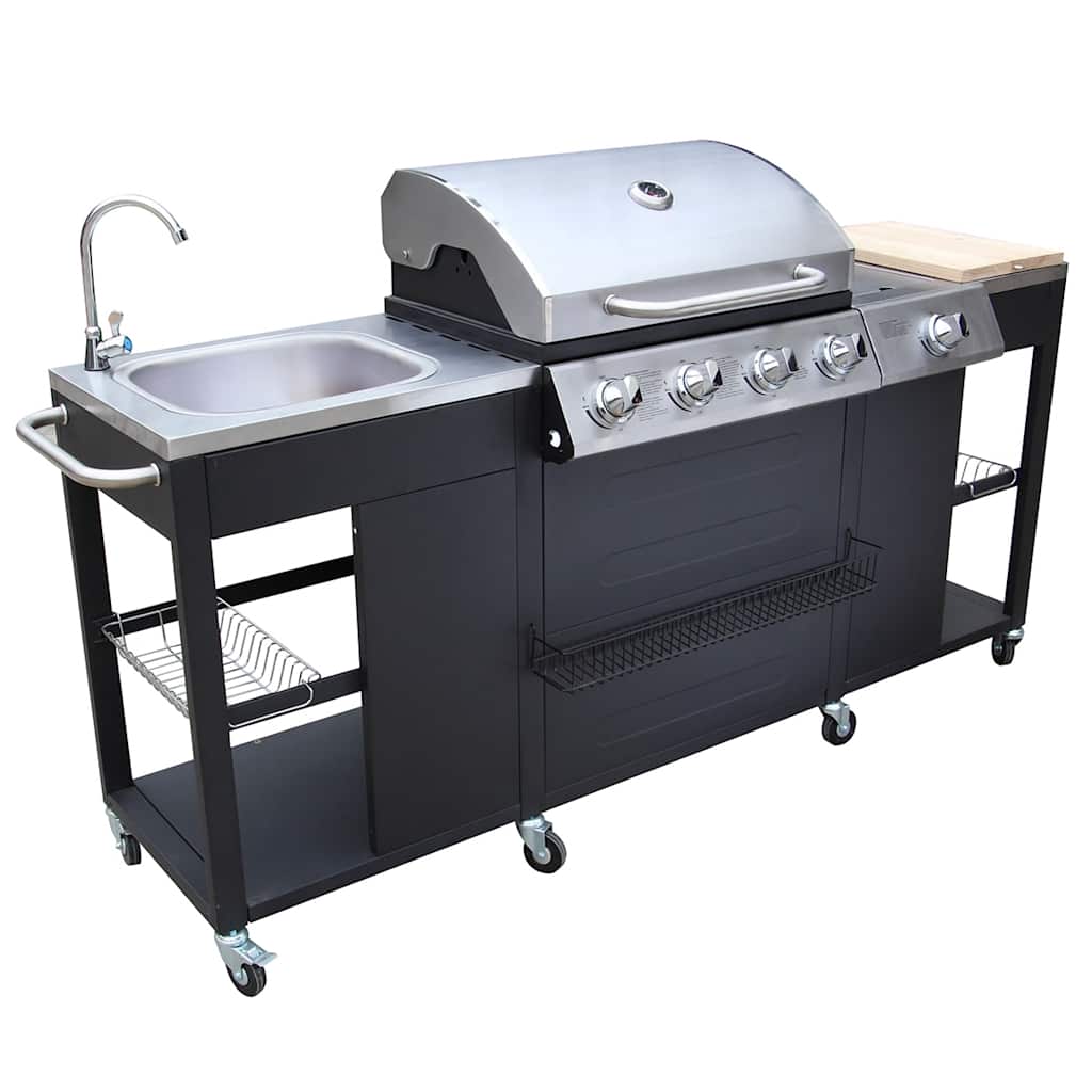 vidaXL Outdoor Kitchen Barbecue Montana 4 Burners - Black