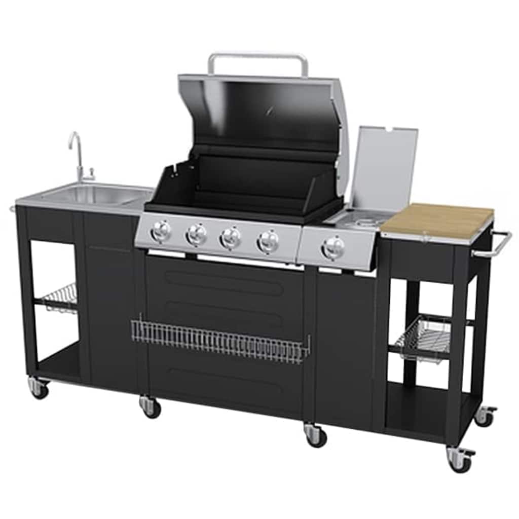 vidaXL Outdoor Kitchen Barbecue Montana 4 Burners - Black - 12086