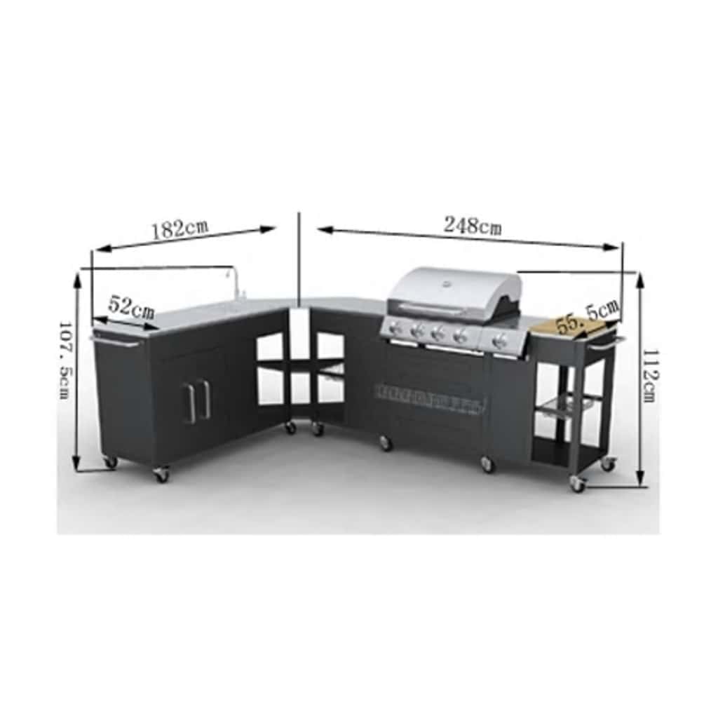 Outdoor Kitchen Barbecue Missouri 4 Burners - Black