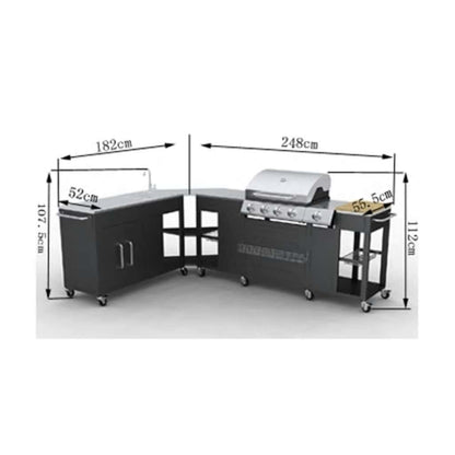 Outdoor Kitchen Barbecue Missouri 4 Burners - Black