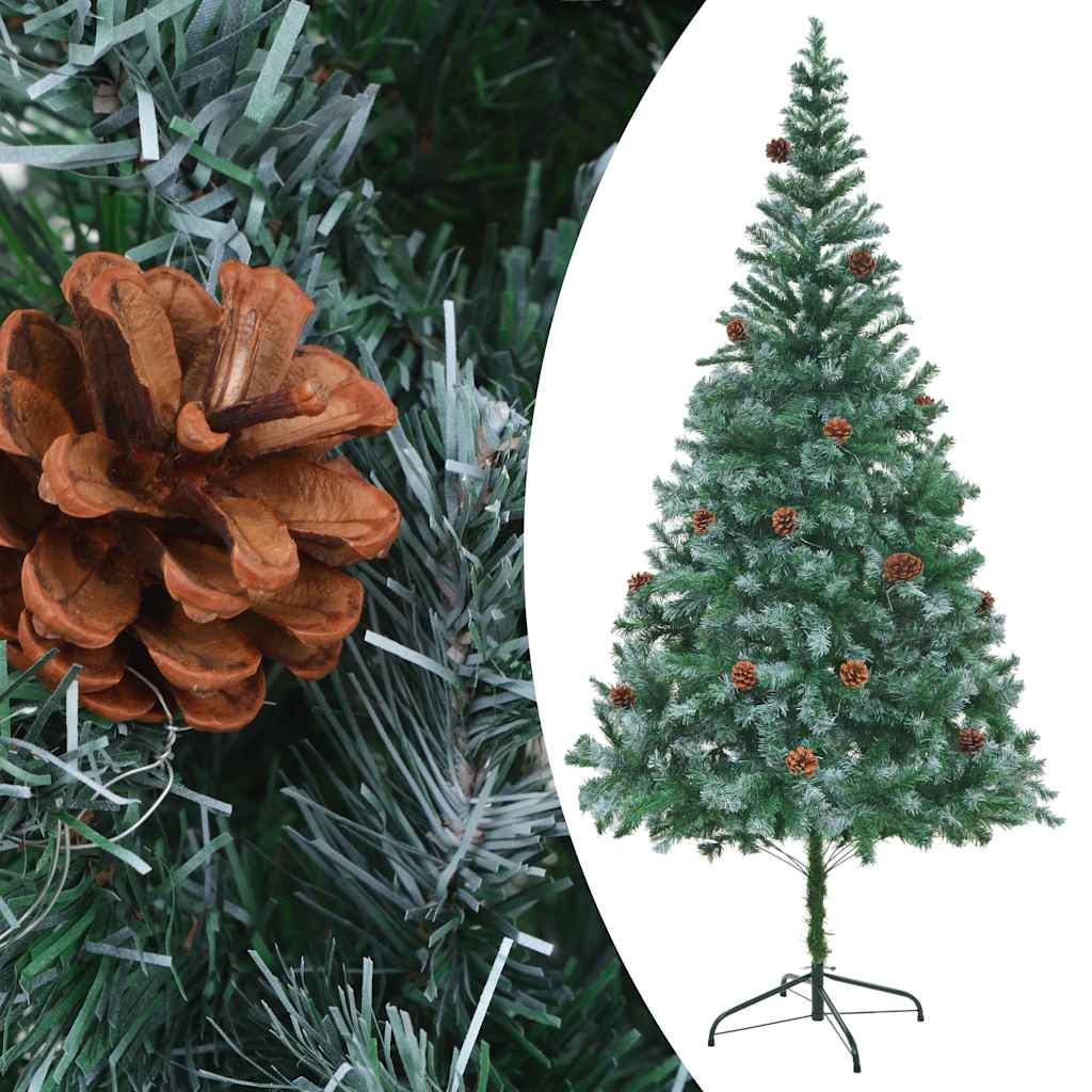 vidaXL Artificial Christmas Tree with Pinecones 210 cm - Green - 210 x 105 cm