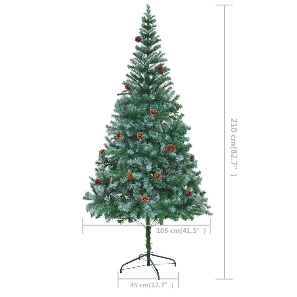 vidaXL Artificial Christmas Tree with Pinecones 210 cm - Green - 210 x 105 cm