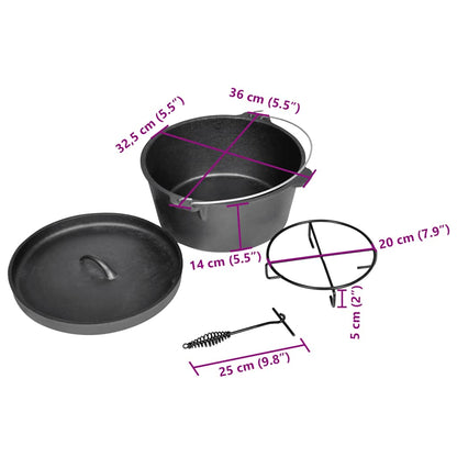 vidaXL Dutch Oven cooking pot 9QT - Black