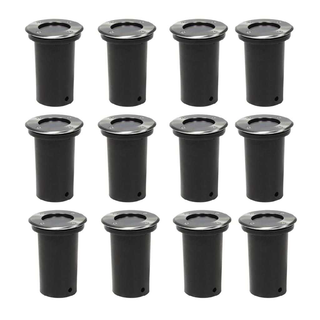 vidaXL Outdoor Ground Lights 12 pcs Round - Silver
