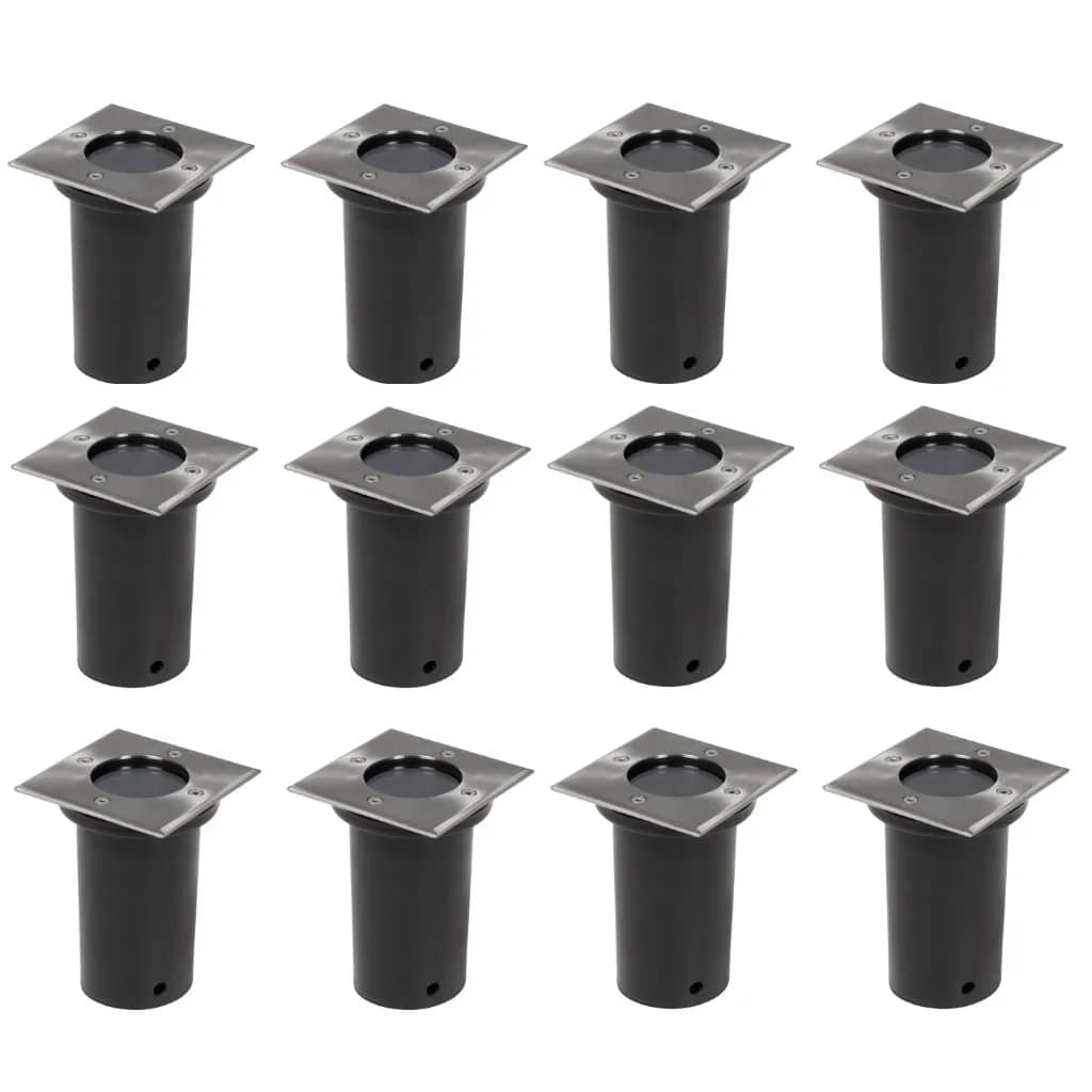 vidaXL Outdoor Ground Lights 12 pcs Square - Silver