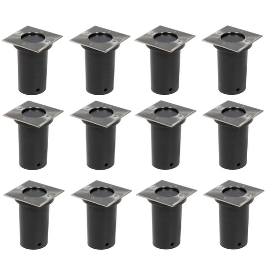 vidaXL Outdoor Ground Lights 12 pcs Square - Silver