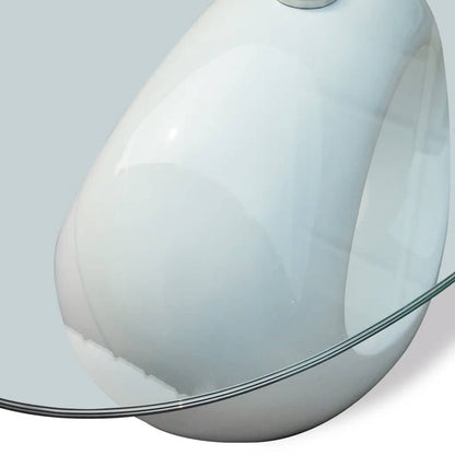 vidaXL Coffee Table with Oval Glass Top High Gloss White - 115 x 65 x 40 cm