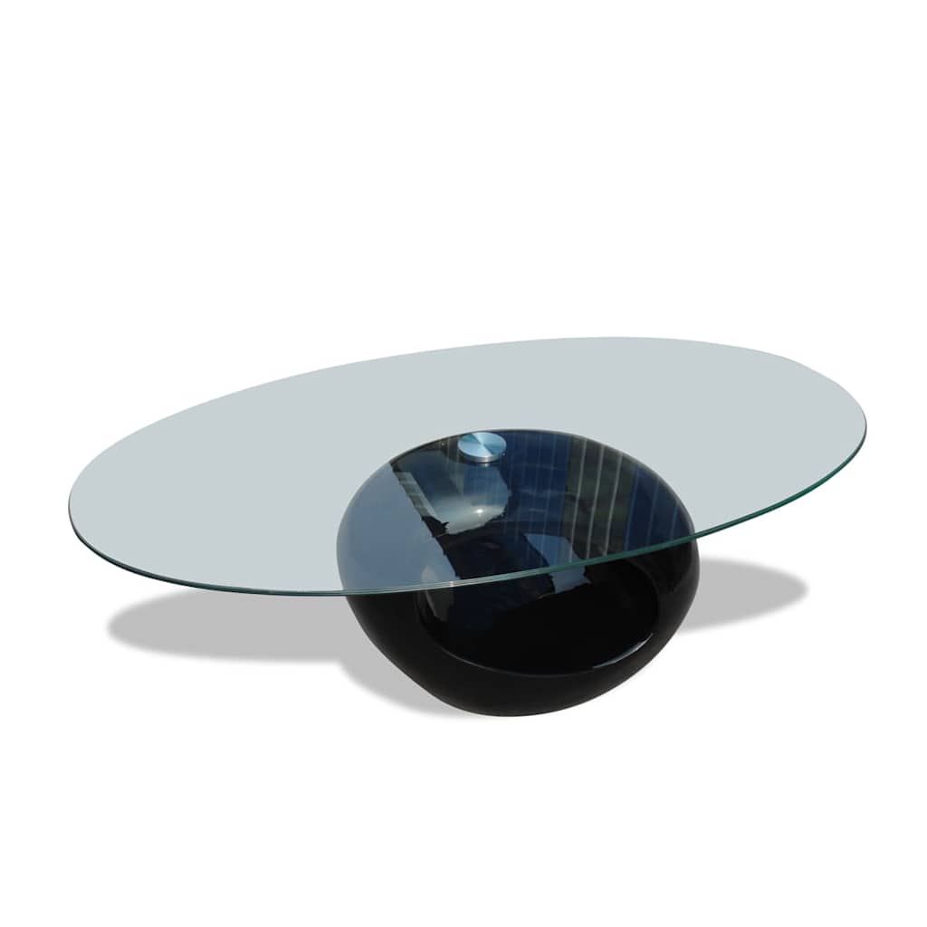 vidaXL Coffee Table with Oval Glass Top High Gloss Black - 115 x 65 x 40 cm