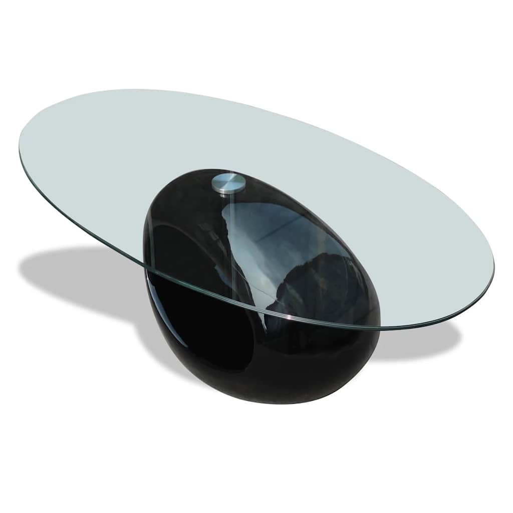 vidaXL Coffee Table with Oval Glass Top High Gloss Black - 115 x 65 x 40 cm