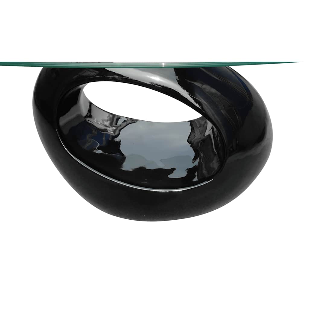 vidaXL Coffee Table with Oval Glass Top High Gloss Black - 115 x 65 x 40 cm