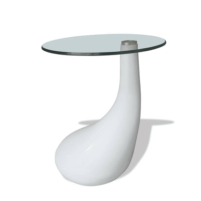 vidaXL Coffee Table with Round Glass Top High Gloss White - 42 x 55 x 42 cm